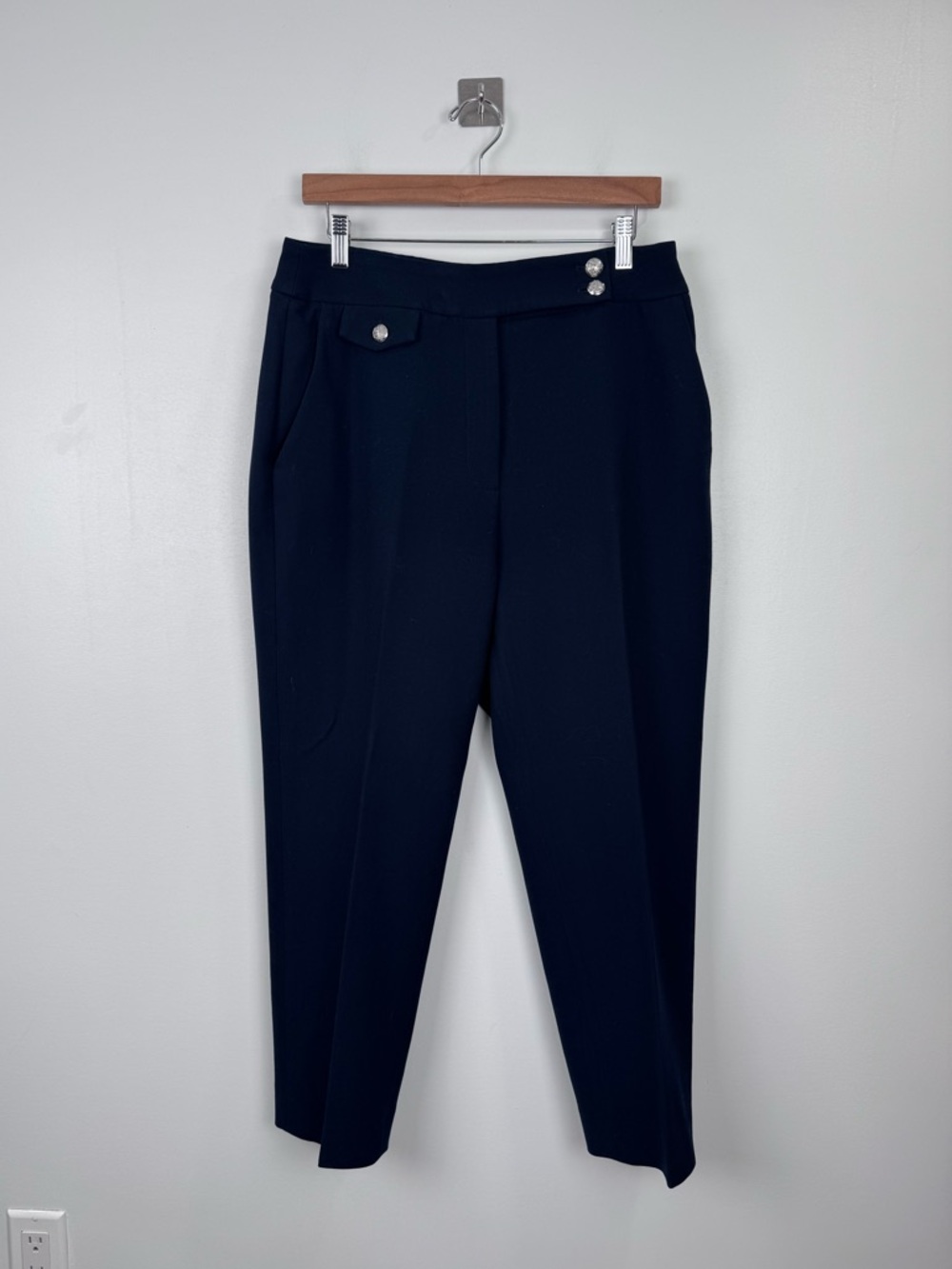 Veronica Beard Women Renzo Slim Fit Ankle Pant Navy Blue Size 14